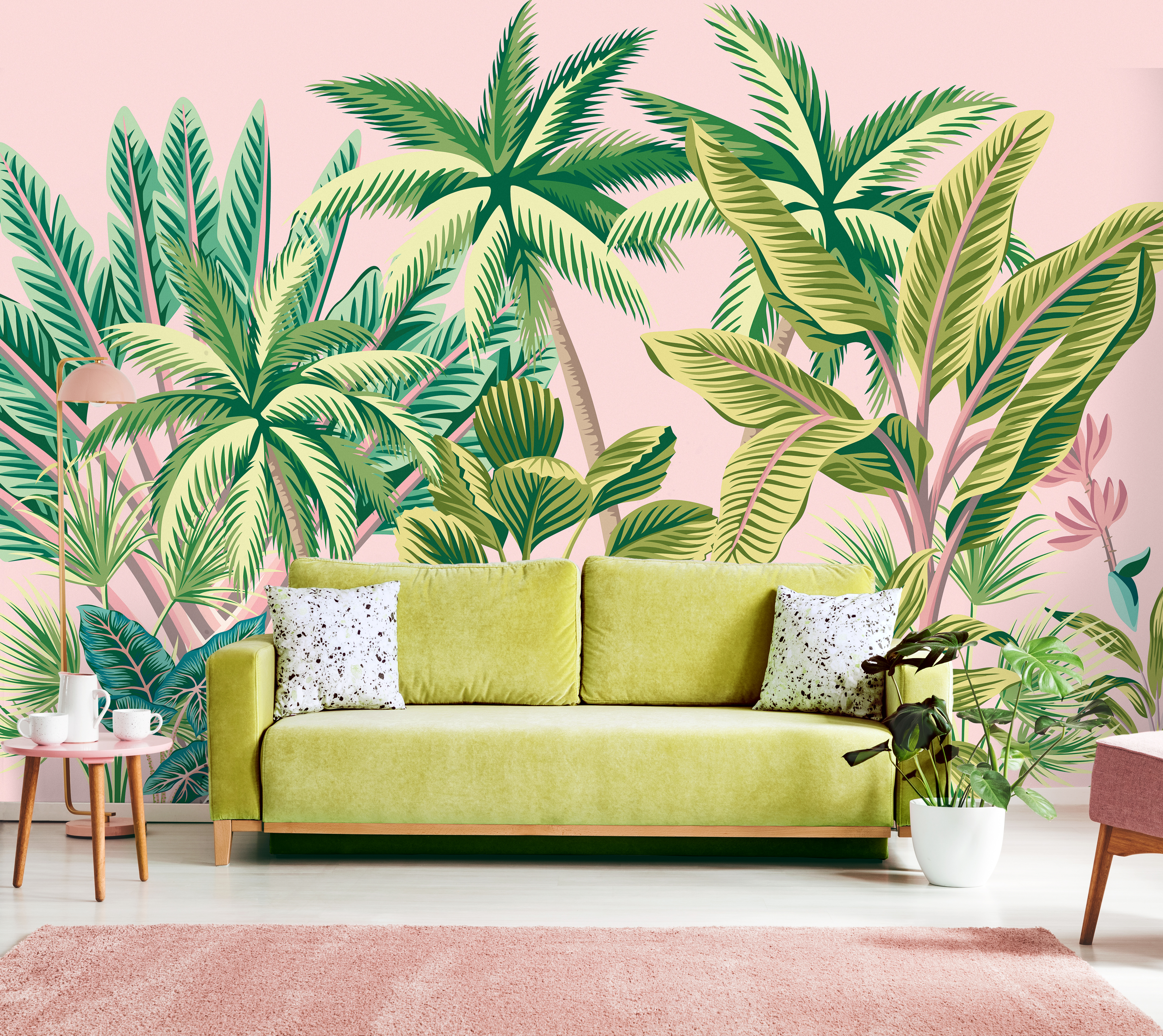 Fototapet Tropical Palm Trees L, Pink, Origin Murals, 350x280cm
